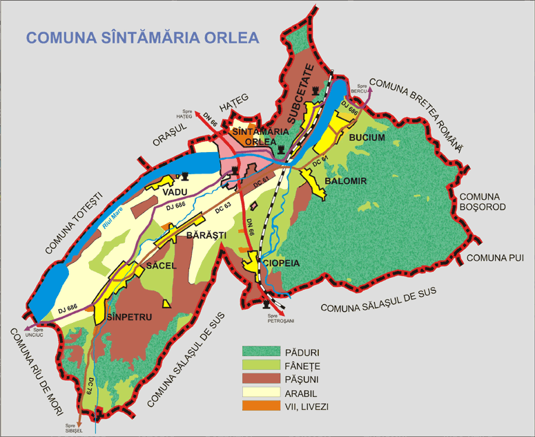 Harta comunei Sântămăria Orlea